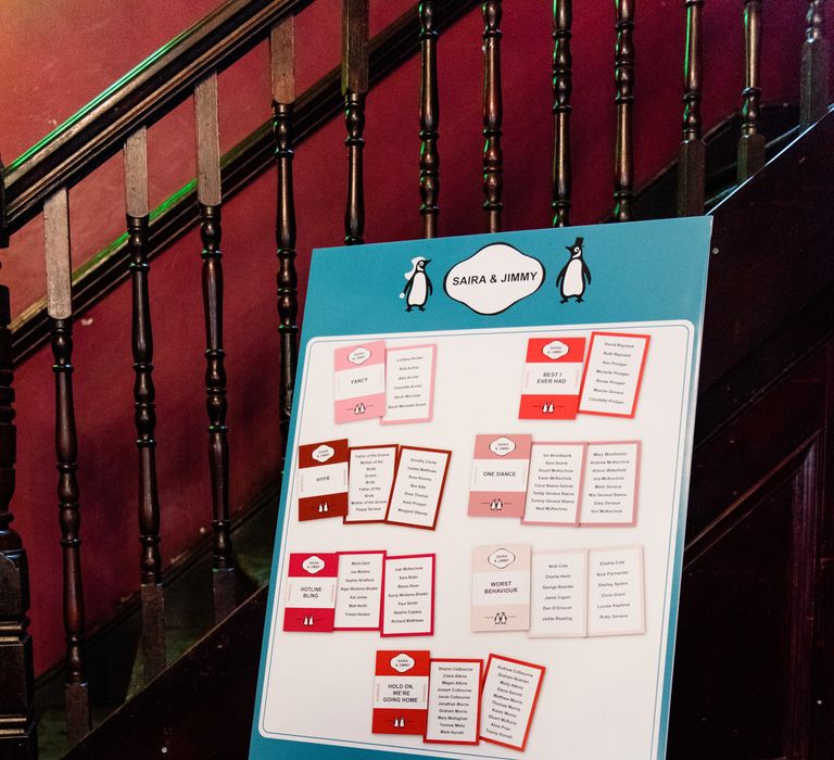 Vintage Penguin Books Table Plan | 60s Inspired London Pub Wedding | The Peasant | Babb Photo