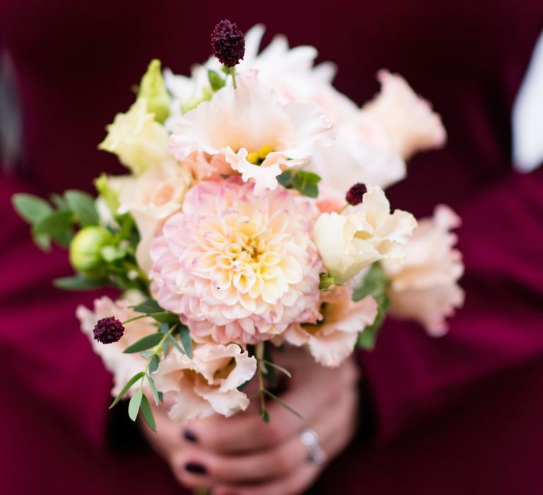 Pink Dahlia Bridesmaid Posey | 60s Inspired London Pub Wedding | The Peasant | Babb Photo