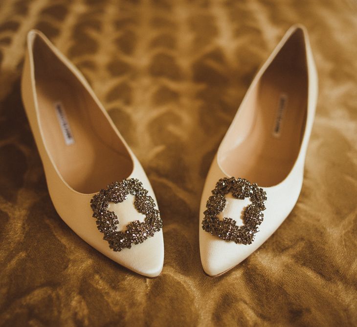 Ivory Satin Hangisi Manolo Blahnik Bridal Shoes