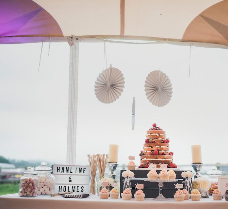 Naked Wedding Cake Dessert Table