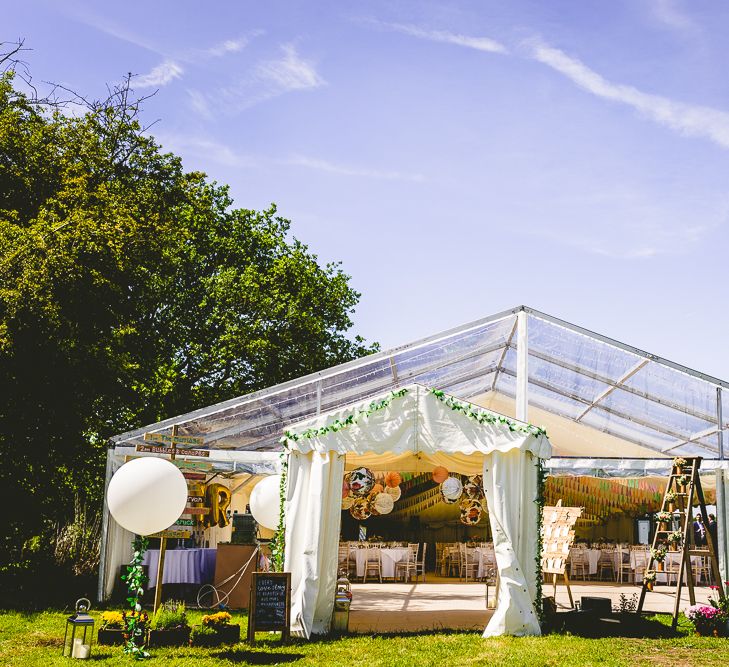 Belle & Bunty Dress For A Meadow Wedding In A Clear Roof Marquee With Peony Bouquets & Images From Love That Smile Photography