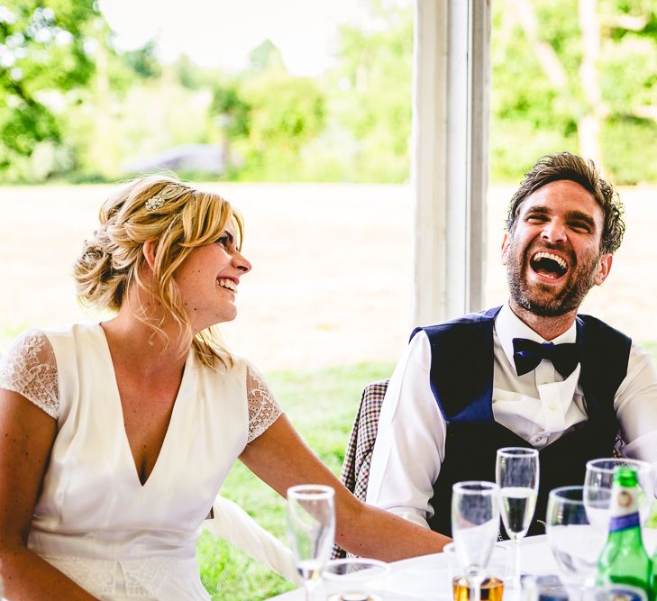 Belle & Bunty Dress For A Meadow Wedding In A Clear Roof Marquee With Peony Bouquets & Images From Love That Smile Photography