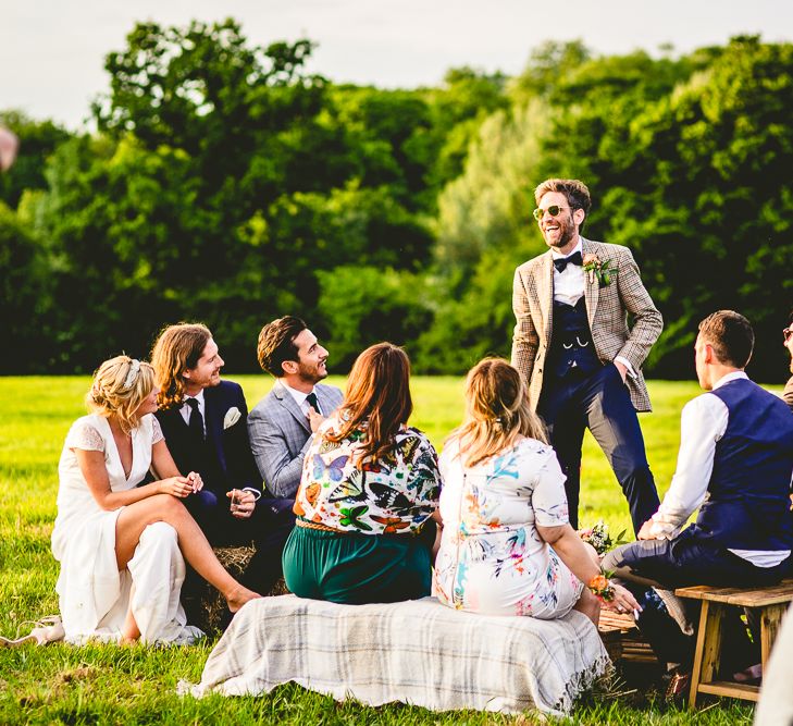 Belle & Bunty Dress For A Meadow Wedding In A Clear Roof Marquee With Peony Bouquets & Images From Love That Smile Photography