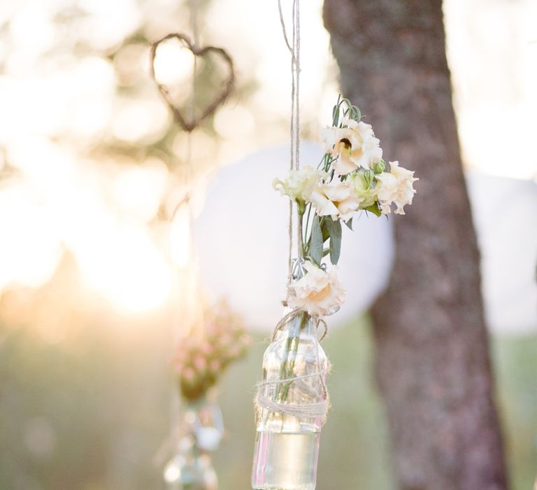 Hanging Bottles Wedding Decor