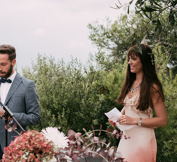 Wedding Ceremony | Stylish Outdoor Wedding at Masia Casa del Mar in Barcelona, Spain | Sara Lobla Photography | Made in Video Film