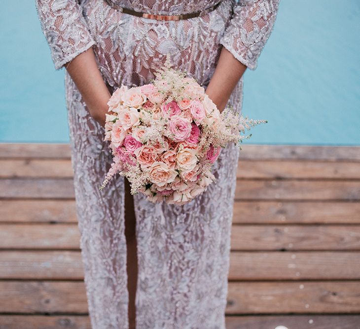 Blush Bridal Bouquet | Stylish Outdoor Wedding at Masia Casa del Mar in Barcelona, Spain | Sara Lobla Photography | Made in Video Film