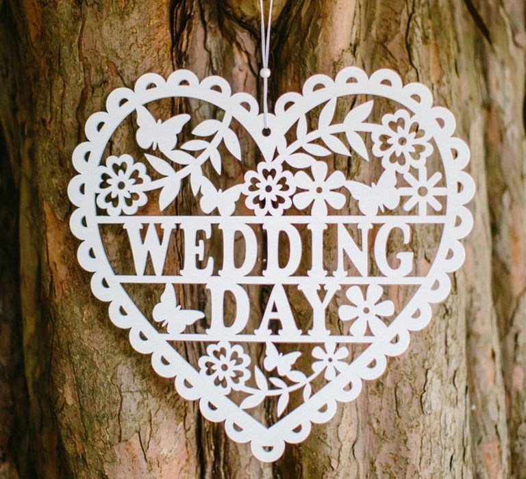 Laser Cut Hear Wedding Sign