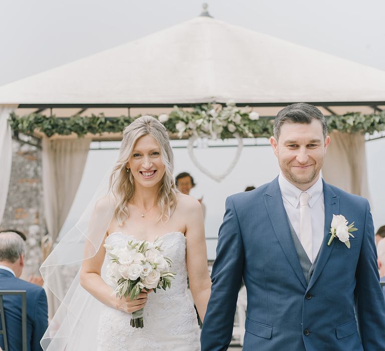 Bride in Lace Enzoani Wedding Dress | Elegant Family Destination Wedding at Malcesine in Italy, Planned by Lake Garda Weddings | Georgina Harrison Photography