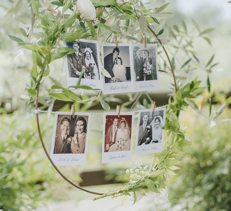 Hoop Polaroid Picture Decor | Elegant Family Destination Wedding at Malcesine in Italy, Planned by Lake Garda Weddings | Georgina Harrison Photography