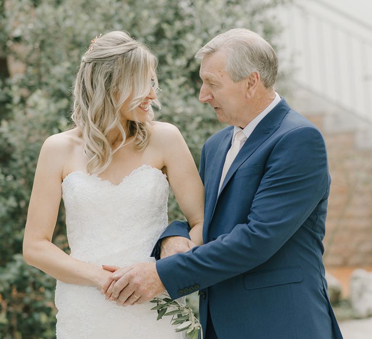 Bride in Lace Enzoani Wedding Dress | Elegant Family Destination Wedding at Malcesine in Italy, Planned by Lake Garda Weddings | Georgina Harrison Photography