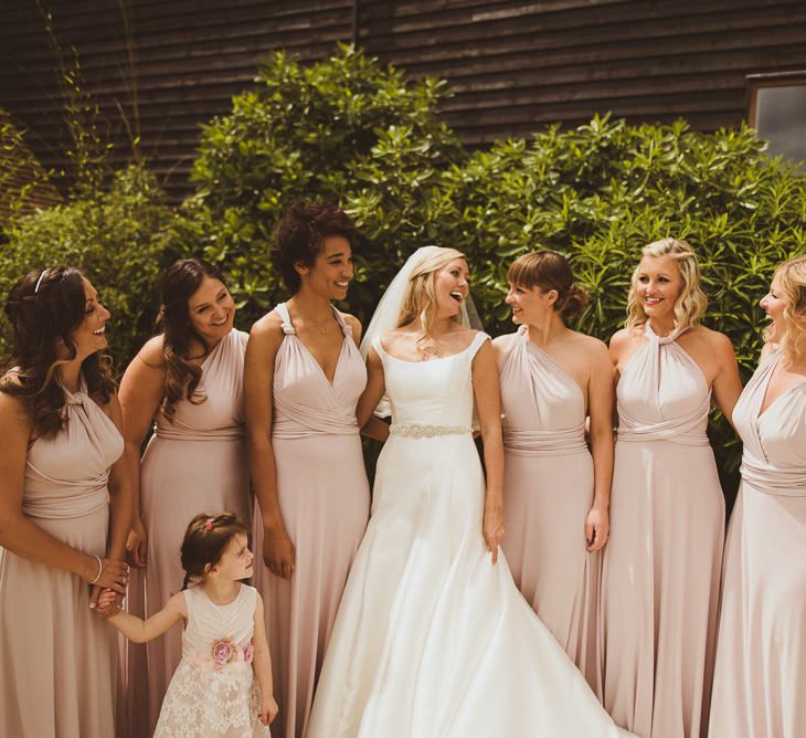 Bridal Party | Pronovias Wedding Dress | Pink Coast Bridesmaid Dresses