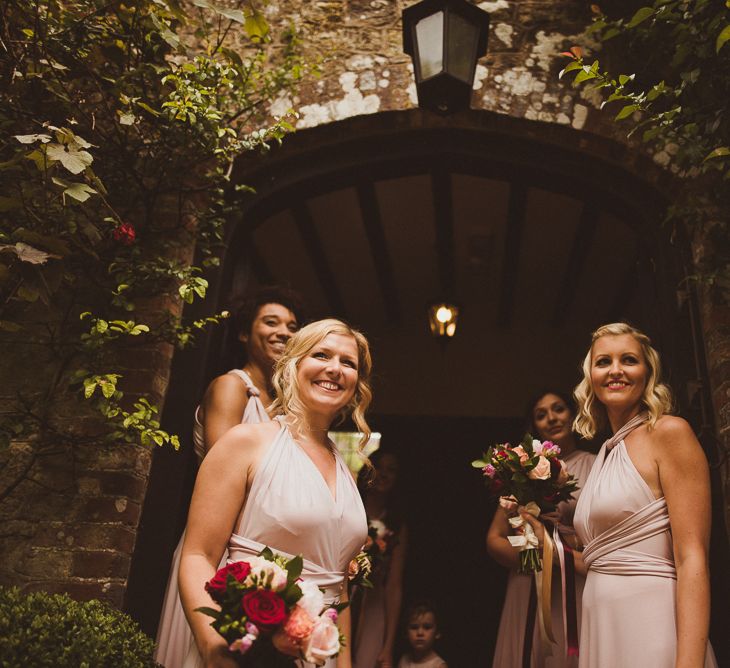 Bridesmaids in Pink Multiway Coast Dresses