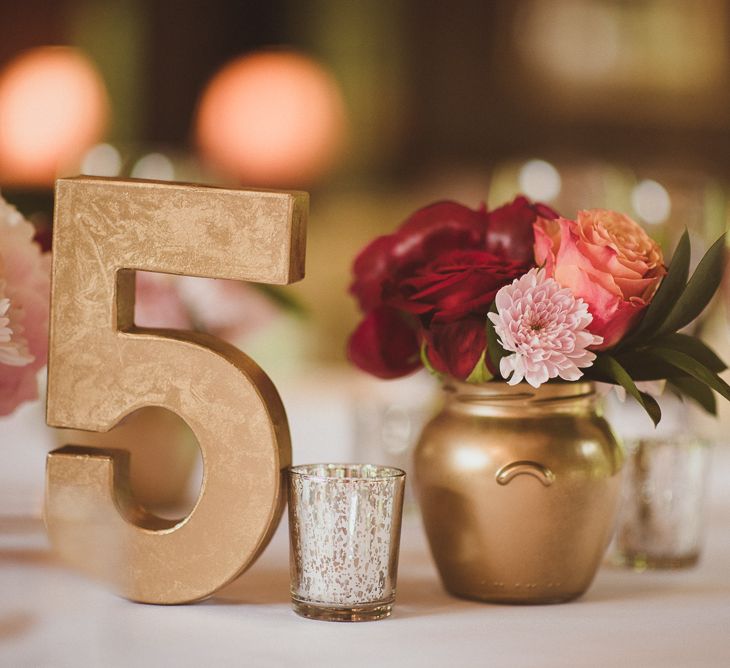 Gold Spray Painted Wedding Decor