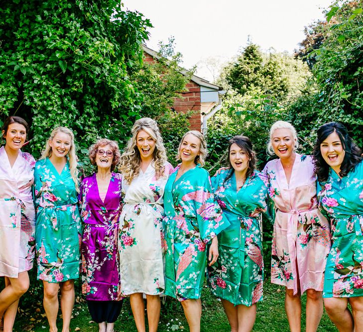 Bridesmaids in Getting Ready Robes | Brightly Coloured Woodland Wedding | Epic Love Story Photography