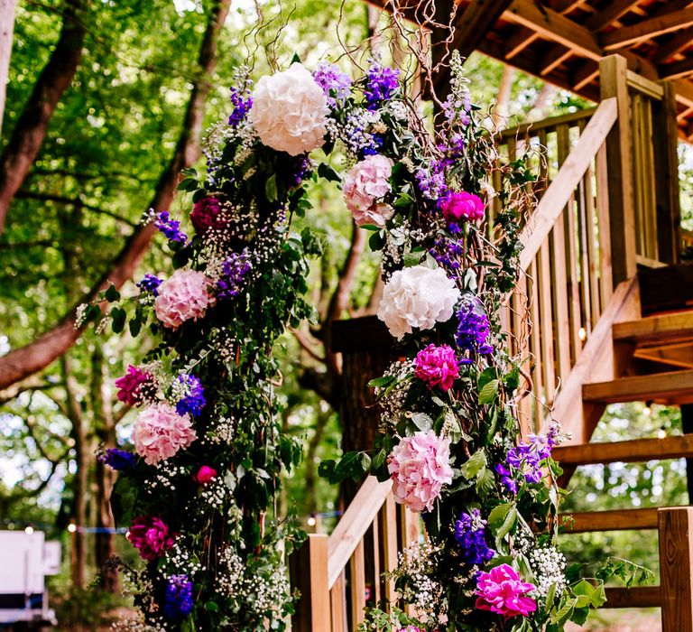 Floral Arch | Brightly Coloured Woodland Wedding | Epic Love Story Photography