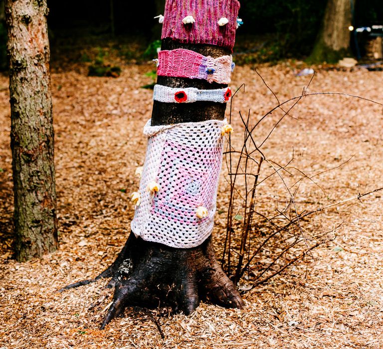 Crochet Tree Decor | Brightly Coloured Woodland Wedding | Epic Love Story Photography