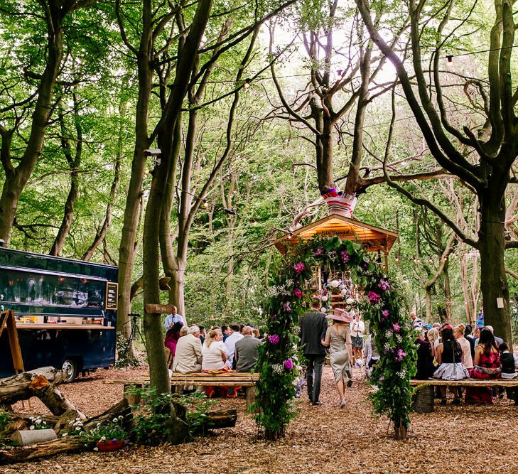 Floral Arch | Outdoor Wedding Ceremony | Brightly Coloured Woodland Wedding | Epic Love Story Photography