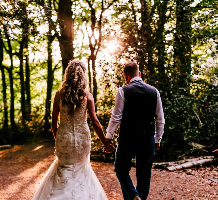 Sunset | Bride in Lace Anna Sorrano Gown | Groom in Tweed Vintage Suit Hire Suit | Epic Love Story Photography