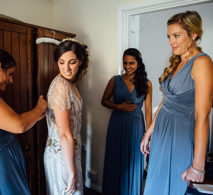 Bride in Pre Owned Jenny Packham Dress Getting Ready