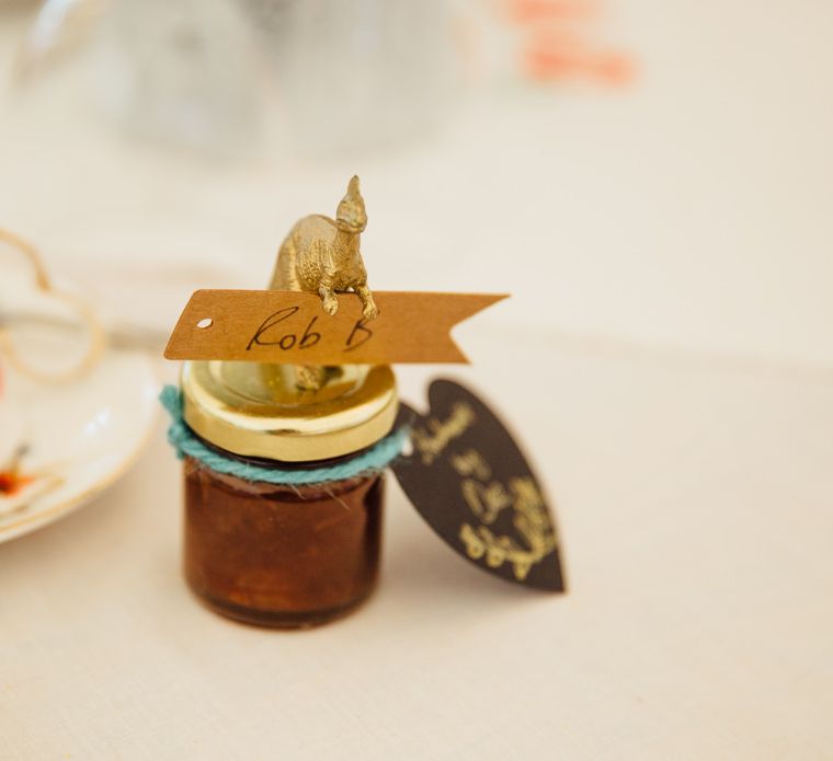 Homemade Chutney Wedding Favours with Dinosaurs