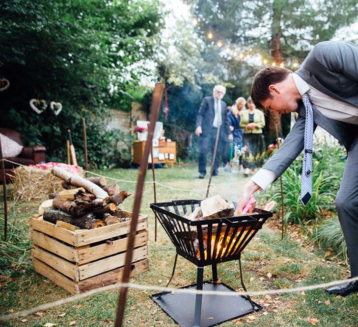 Fire Pit at Back Garden Wedding