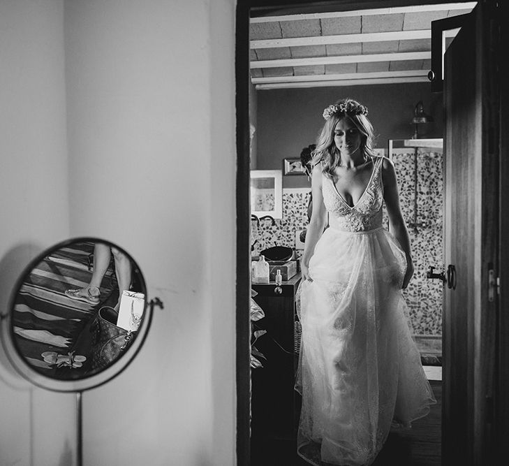 Bride in Flora Bridal Wedding Dress | Raquel Benito Photography