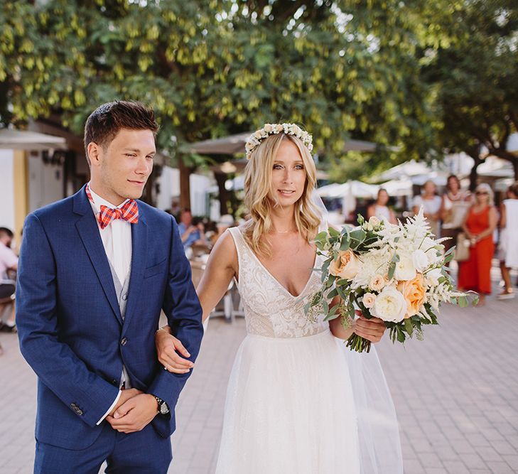 Bride in Flora Bridal Wedding Dress | Raquel Benito Photography