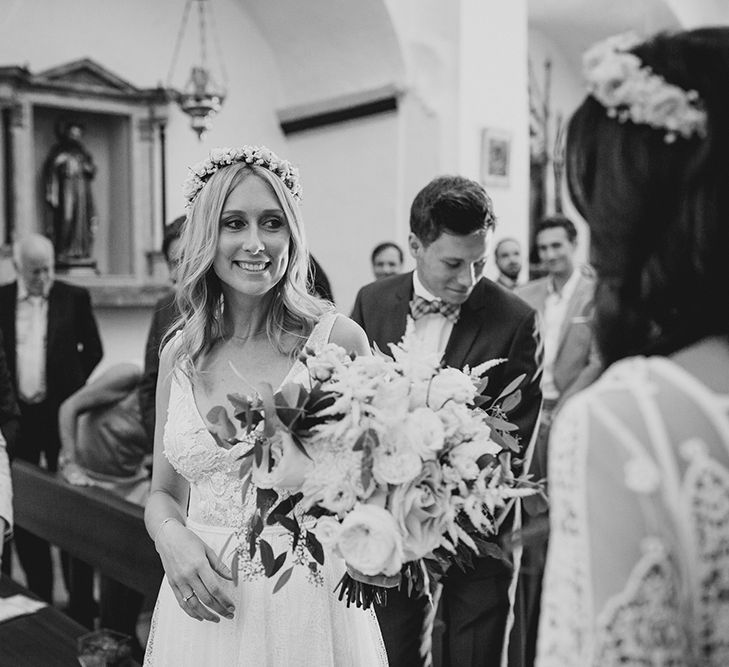 Bride in Flora Bridal Wedding Dress | Raquel Benito Photography