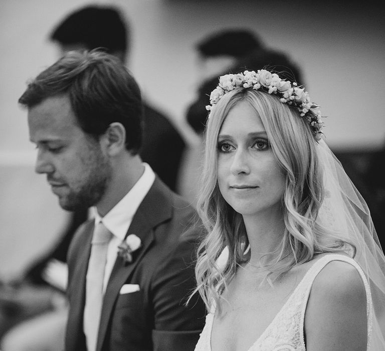 Bride in Flora Bridal Wedding Dress | Raquel Benito Photography