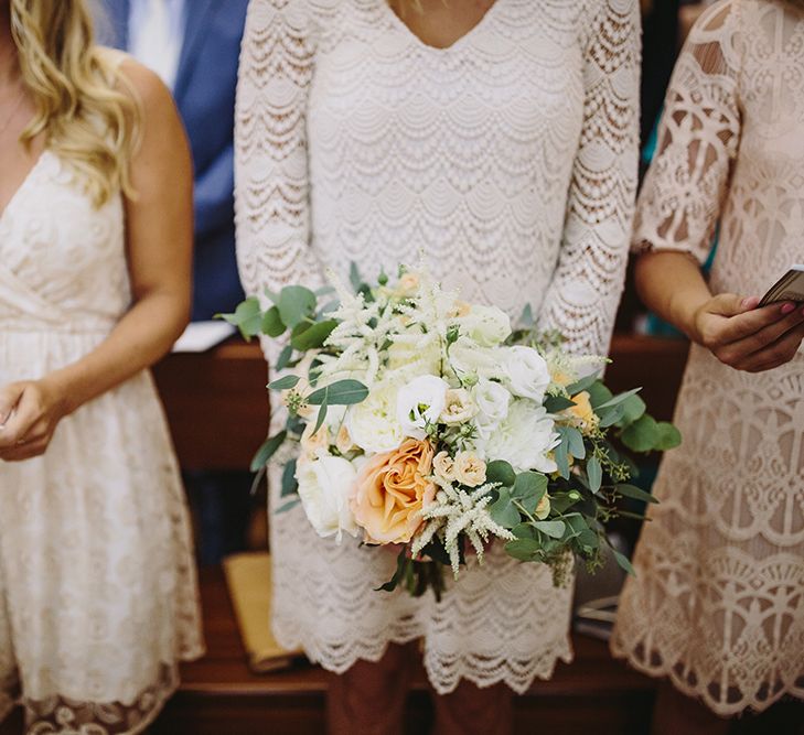 Bridesmaids in Diffrent Nude Lace Dresses | Raquel Benito Photography