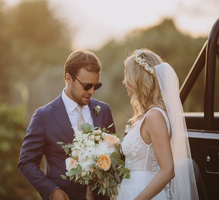 Sunset Portrait | Bride in Flora Bridal Wedding Dress | Raquel Benito Photography