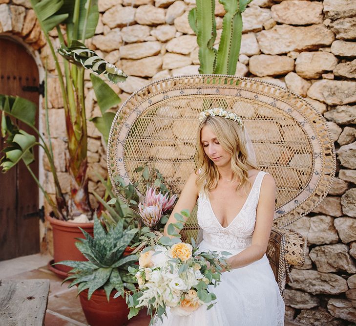 Bride in Flora Bridal Wedding Dress | Raquel Benito Photography