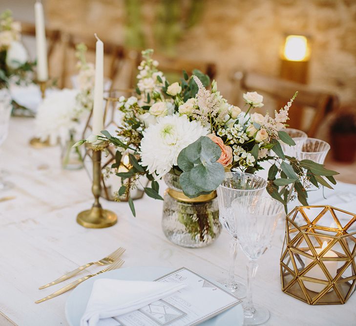 Peach & Gold Wedding Decor | Outdoor Las Cicadas Ibiza Destination Wedding | Raquel Benito Photography