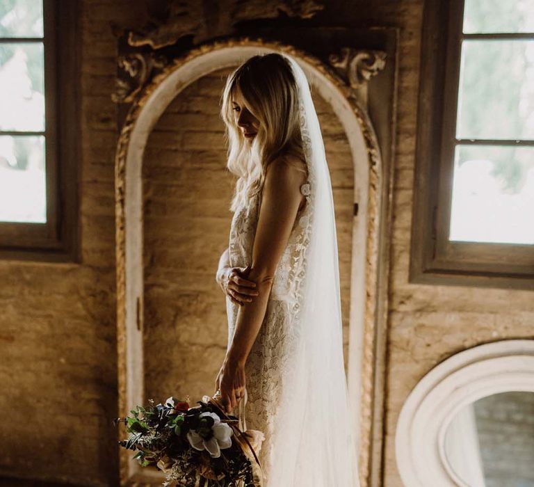 Rustic Wedding In Italy At Locanda Rosa Rosae With Intimate Candle Lit Dinner &amp; Bride In Mango Dress With Veil By AM Faulkner With Images From Alen Karupovic