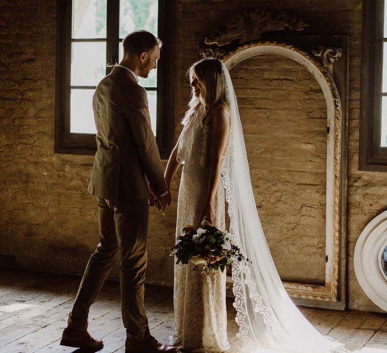 Rustic Wedding In Italy At Locanda Rosa Rosae With Intimate Candle Lit Dinner &amp; Bride In Mango Dress With Veil By AM Faulkner With Images From Alen Karupovic