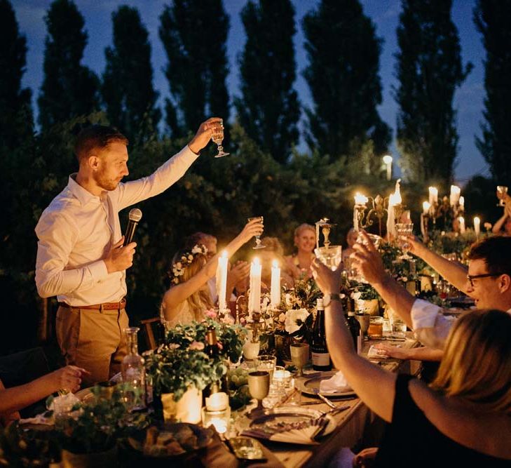 Rustic Wedding In Italy At Locanda Rosa Rosae With Intimate Candle Lit Dinner & Bride In Mango Dress With Veil By AM Faulkner With Images From Alen Karupovic