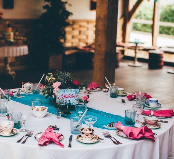 Fuchsia Pink & Teal Table Scape