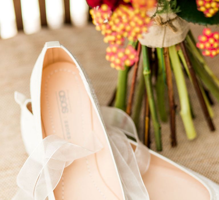 ASOS Bridal Shoes | Thames Chase Centre Boho Wedding | Gyan Gurung Photography