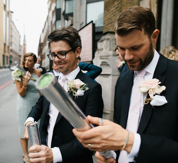 Groomsmen with Confetti Bombs