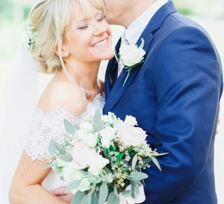 Bride in Naomi Neoh Loretta Gown with Stewart Parvin Lace Jacket & Suzanne Neville Belt