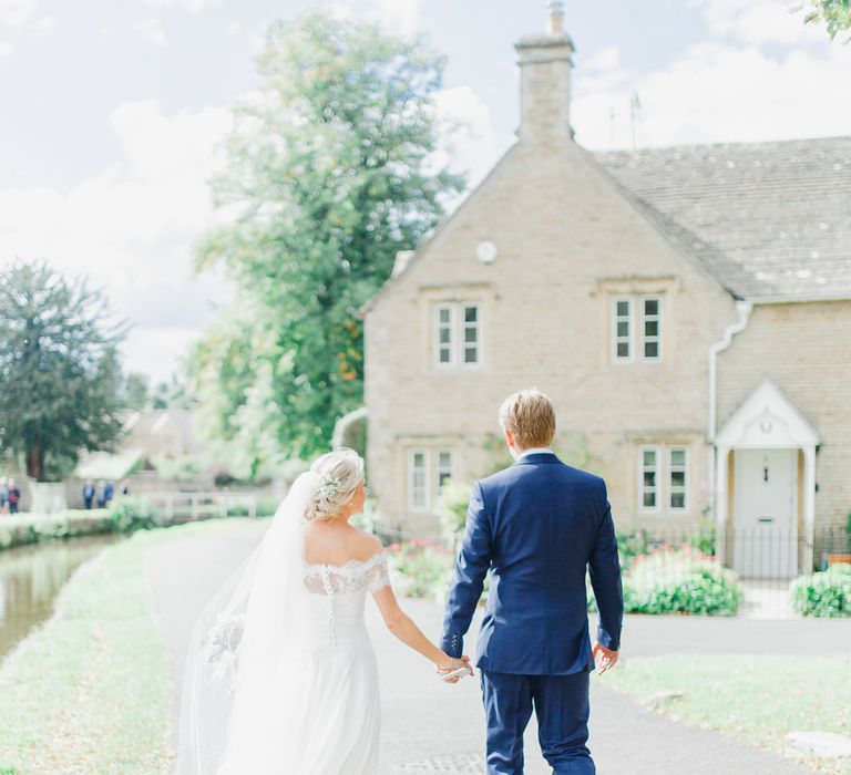 Bride in Naomi Neoh Loretta Gown with Stewart Parvin Lace Jacket & Suzanne Neville Belt