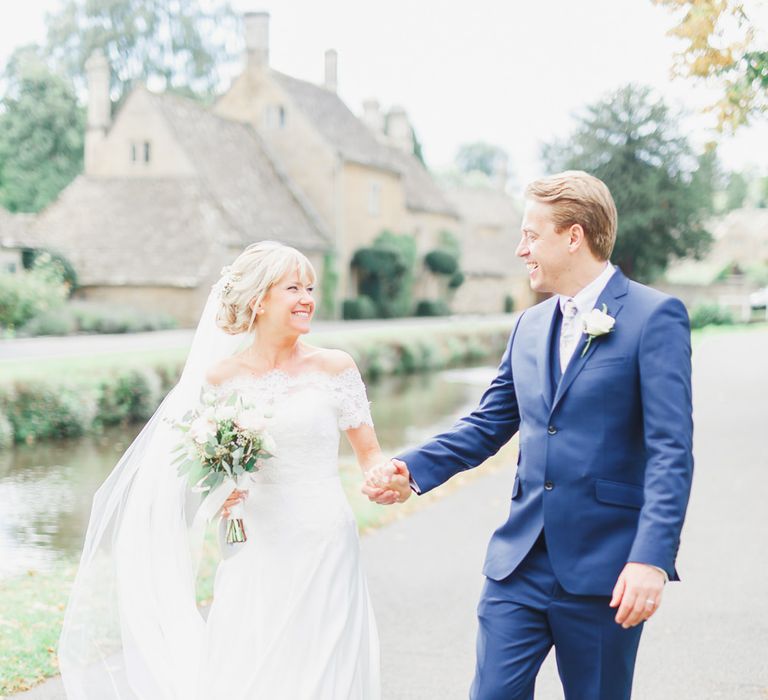 Bride in Naomi Neoh Loretta Gown with Stewart Parvin Lace Jacket & Suzanne Neville Belt