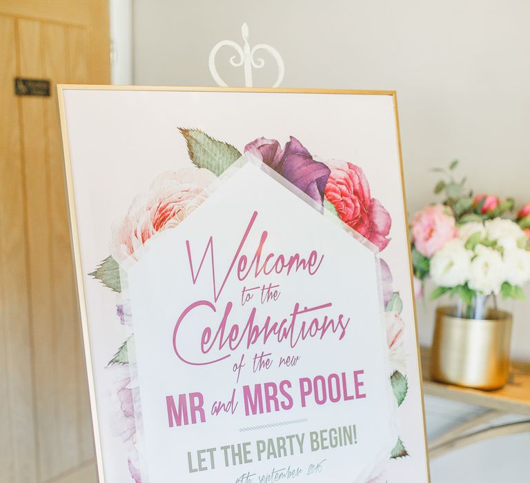 Floral Wedding Welcome Sign