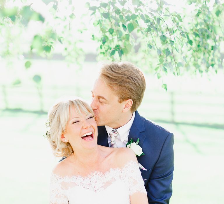 Bride in Naomi Neoh Loretta Gown with Stewart Parvin Lace Jacket & Suzanne Neville Belt