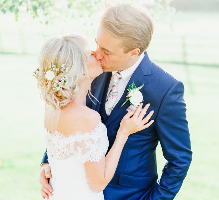 Bride in Naomi Neoh Loretta Gown with Stewart Parvin Lace Jacket & Suzanne Neville Belt