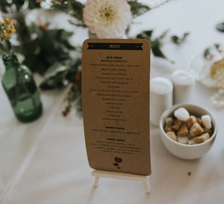 Rustic Menu For Wedding