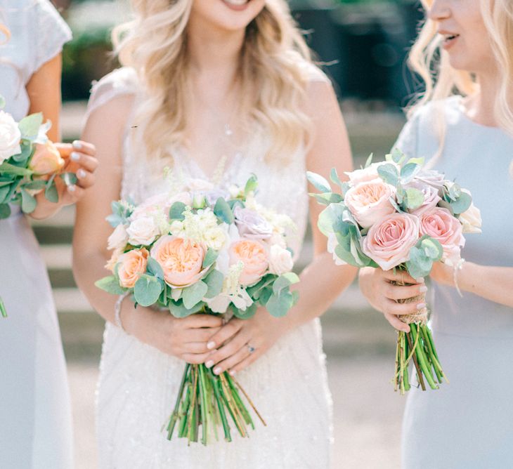 Pastel Peach Wedding Bouquets