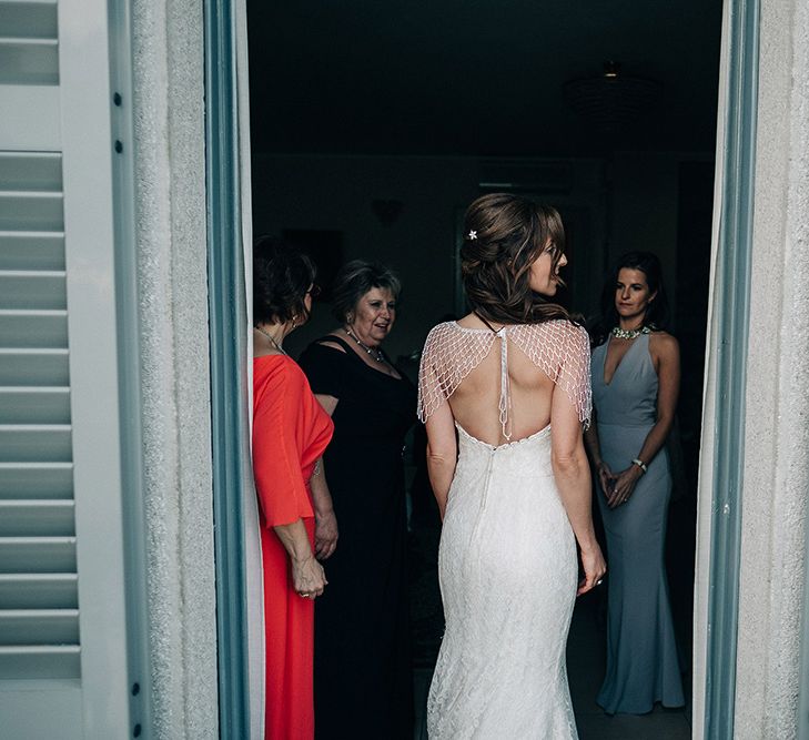 Bride in Fishtail Wedding Dress & Beaded Stole | Jason Mark Harris Photography | Harris Films