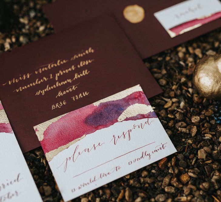 Burgundy & Gold Wedding Stationery Suite