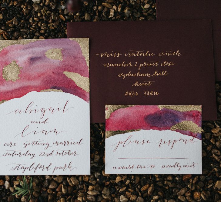 Burgundy & Gold Wedding Stationery Suite